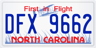 NC license plate DFX9662