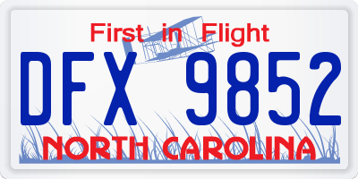 NC license plate DFX9852