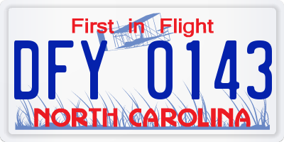 NC license plate DFY0143