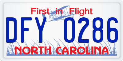 NC license plate DFY0286