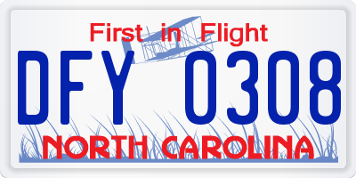 NC license plate DFY0308