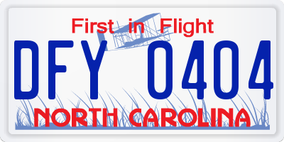 NC license plate DFY0404