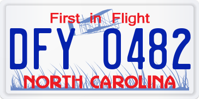 NC license plate DFY0482