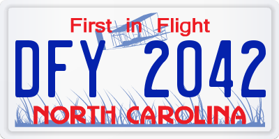 NC license plate DFY2042