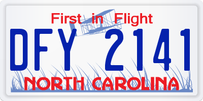 NC license plate DFY2141