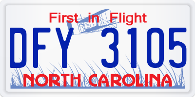 NC license plate DFY3105