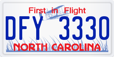 NC license plate DFY3330