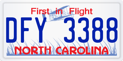 NC license plate DFY3388