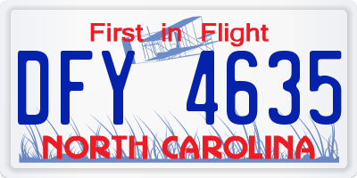 NC license plate DFY4635