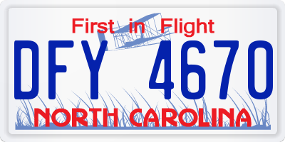 NC license plate DFY4670