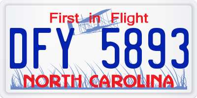 NC license plate DFY5893