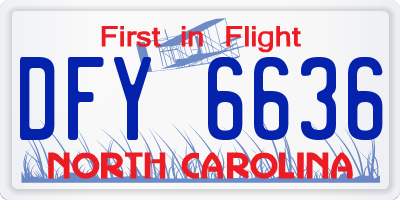 NC license plate DFY6636