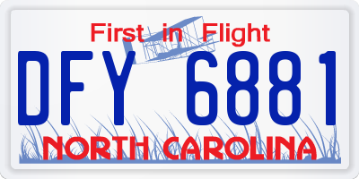 NC license plate DFY6881