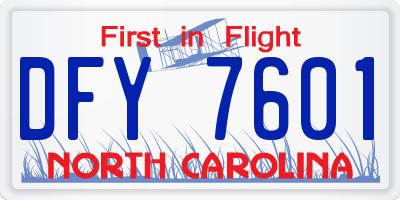 NC license plate DFY7601