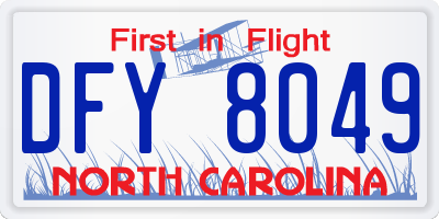 NC license plate DFY8049