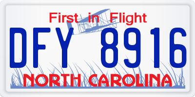 NC license plate DFY8916