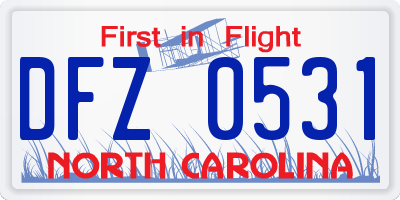 NC license plate DFZ0531