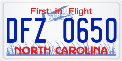 NC license plate DFZ0650