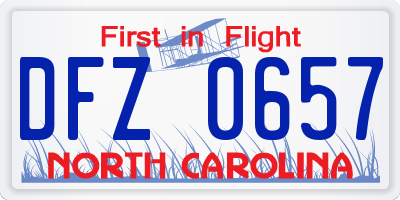 NC license plate DFZ0657