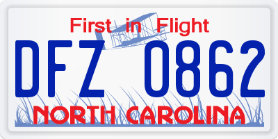 NC license plate DFZ0862