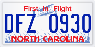 NC license plate DFZ0930