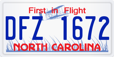 NC license plate DFZ1672