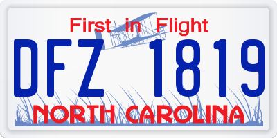 NC license plate DFZ1819