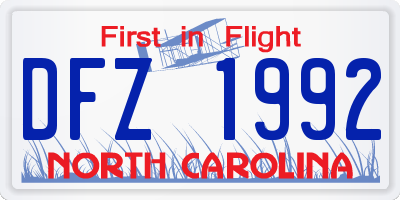 NC license plate DFZ1992