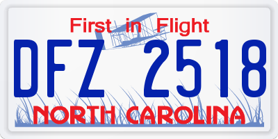 NC license plate DFZ2518