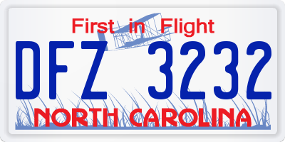 NC license plate DFZ3232