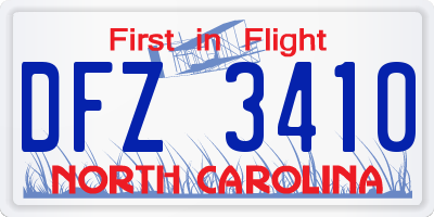 NC license plate DFZ3410