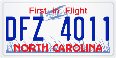 NC license plate DFZ4011