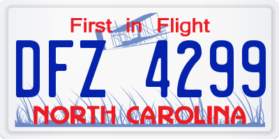 NC license plate DFZ4299