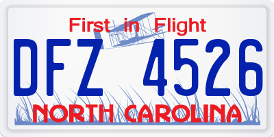 NC license plate DFZ4526
