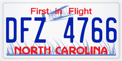NC license plate DFZ4766