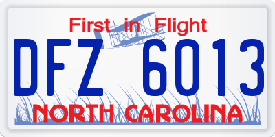 NC license plate DFZ6013