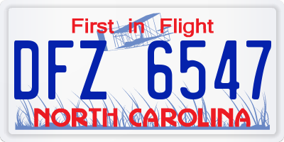 NC license plate DFZ6547
