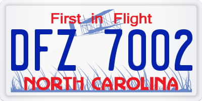 NC license plate DFZ7002