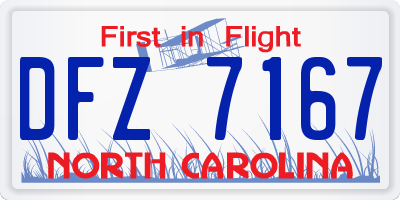 NC license plate DFZ7167