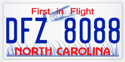 NC license plate DFZ8088