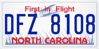 NC license plate DFZ8108