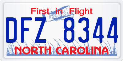 NC license plate DFZ8344