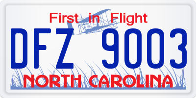 NC license plate DFZ9003