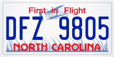 NC license plate DFZ9805