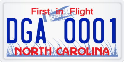 NC license plate DGA0001