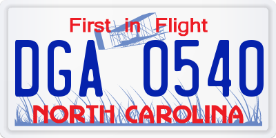 NC license plate DGA0540