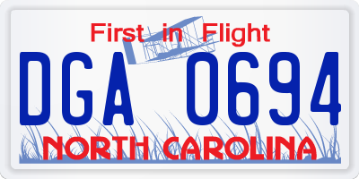 NC license plate DGA0694