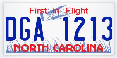 NC license plate DGA1213