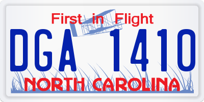 NC license plate DGA1410