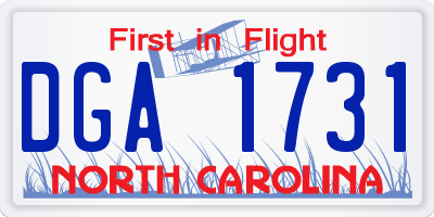 NC license plate DGA1731